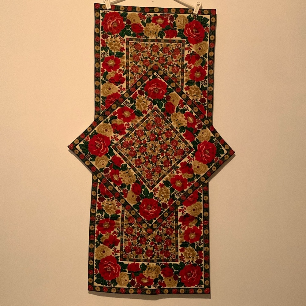 Handmade Quilted Floral Table Runner